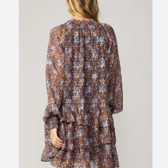 Anthropologie Current Air Ruffle Metallic Patterned Mini Dress - Picture 7 of 12